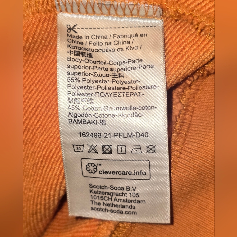 SCOTCH & SODA Cowl Neck Sweatshirt Sunset Orange Size M - Picture 5 of 8